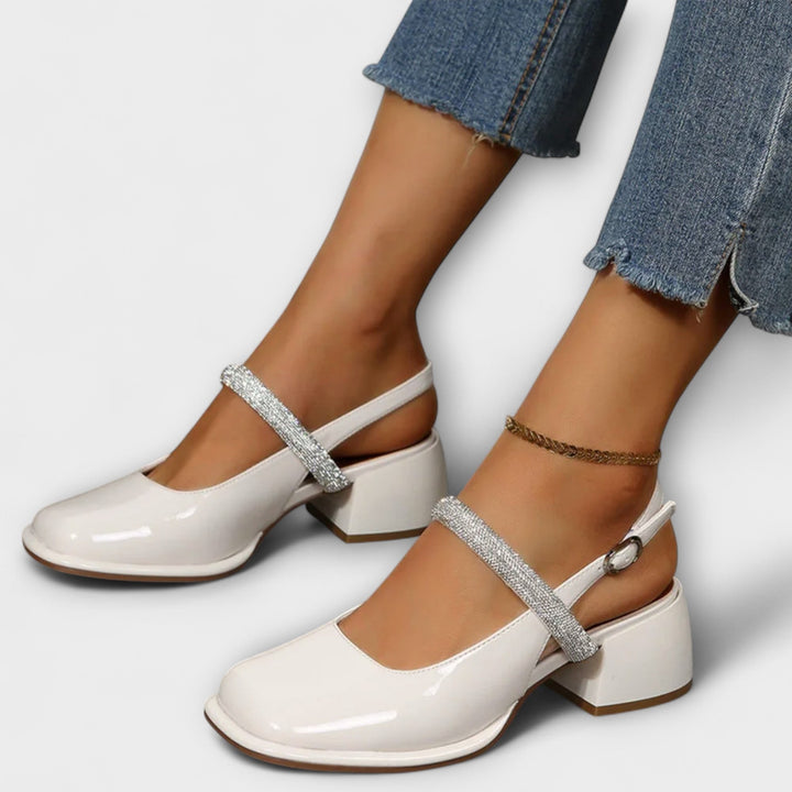 Celandra - Mary Janes con tiras brillantes y tacón bloque